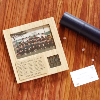 竹の節目フォトフレームクロック
