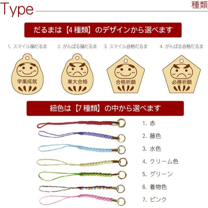 名入れ合格祈願だるまストラップ