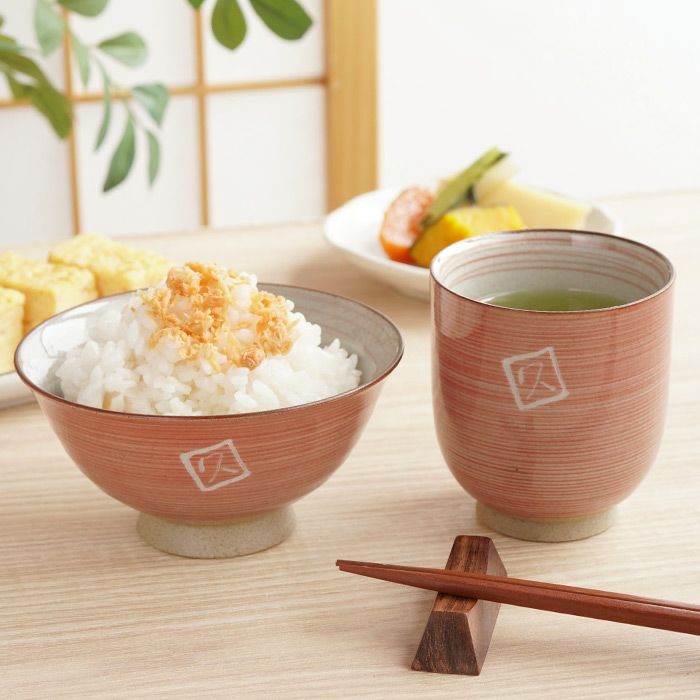 有田焼名入れ粉引千段茶碗湯呑みセット｜ギフトショップ「FLEGRE