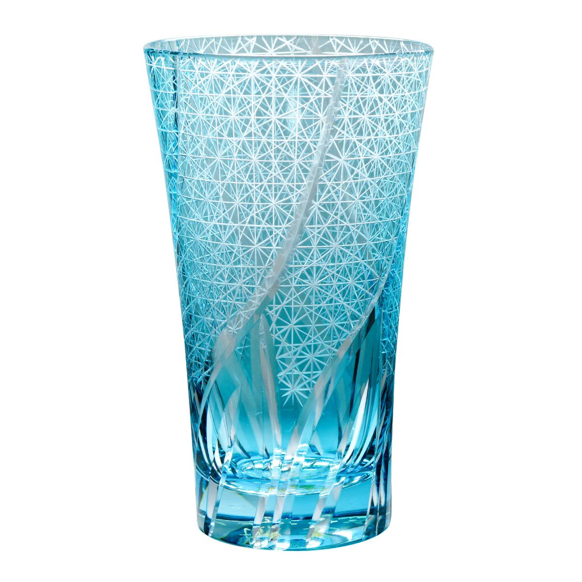 【美品】切子　菊繋ぎ　籠目　切子グラス　ロックグラス　グラス 名入れ 切子ロンググラス 菊つなぎ模様 400ml 単品｜ギフトショップ