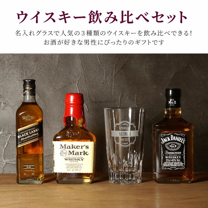 名入れハイボールグラス＋ウイスキー3種類飲み比べセット｜ギフト