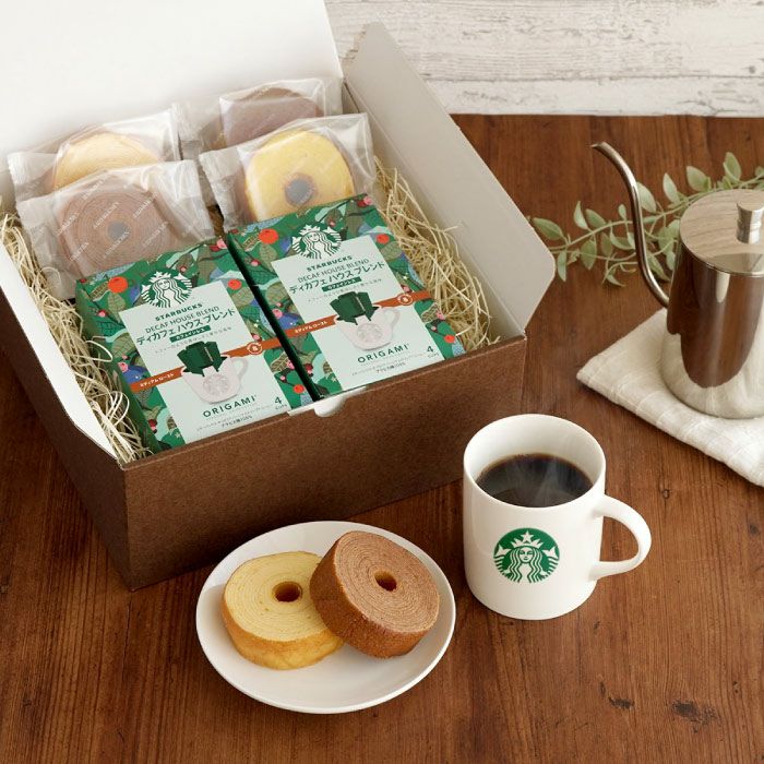 ディカフェ スターバックスコーヒー2個＋バームクーヘン4個ギフト