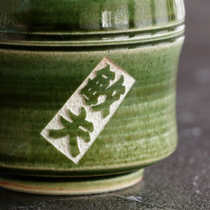 名入れ 美濃焼 織部 竹筋湯呑 【単品】｜ギフトショップ「FLEGRE