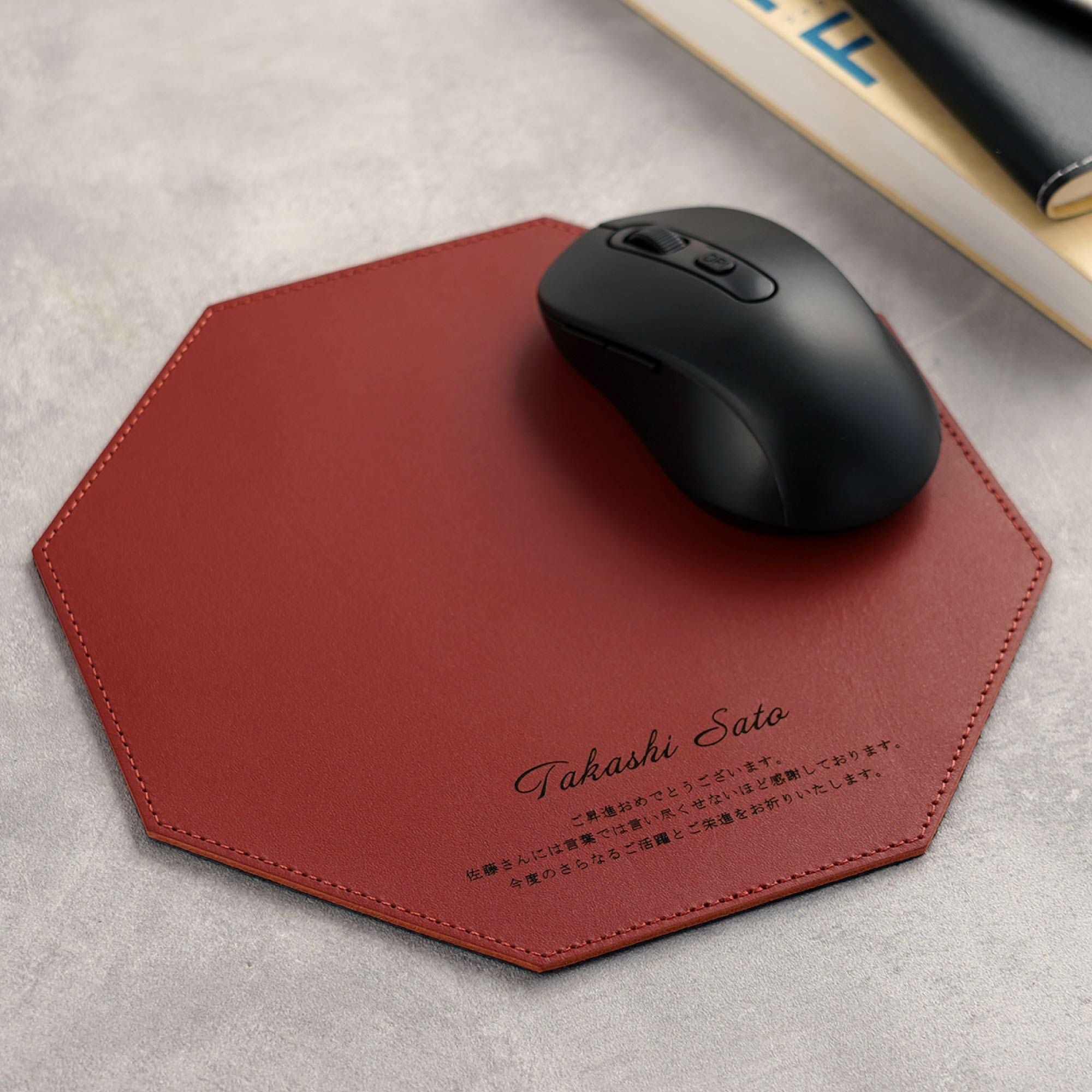 名入れ八角本革マウスパッド｜ギフトショップ「FLEGRE（フレグレ）」
